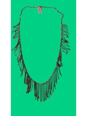 BCBGGeneration Silver-Tone Chain Fringe Necklace Adjustable Length